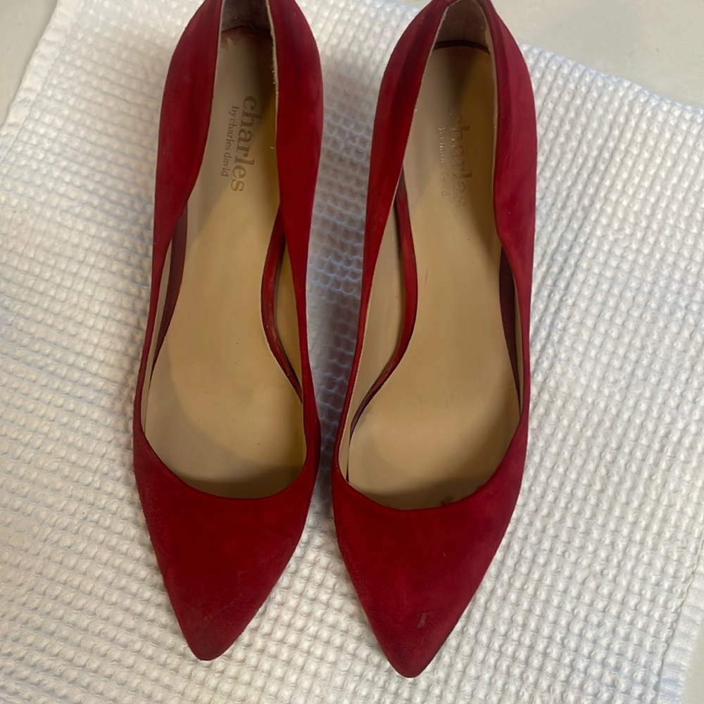 Red Suede heels Charles by Charles David